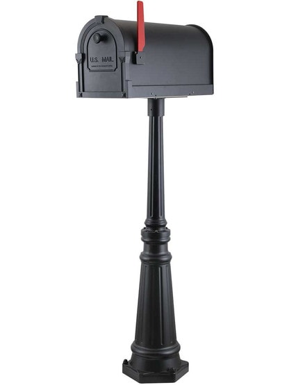 Savannah Curbside Mailbox with Tacoma Post in Matte Black.